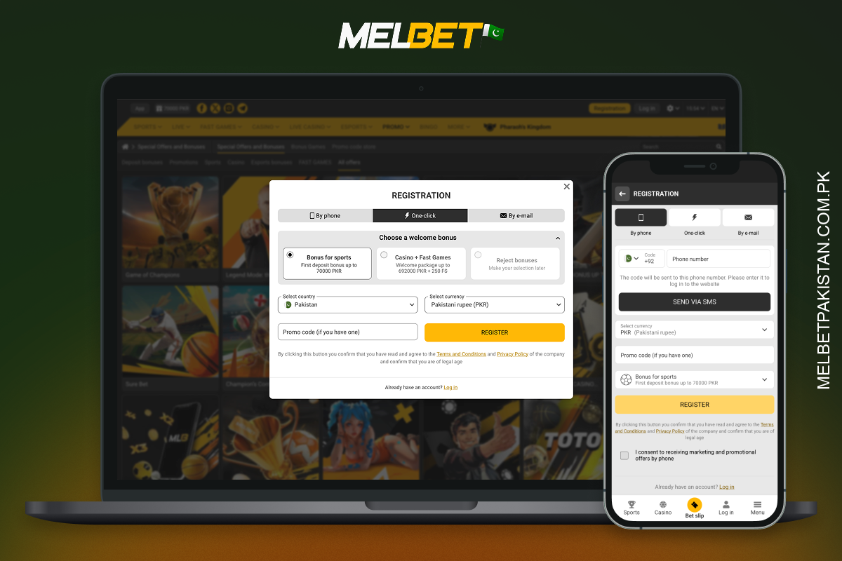 For the convenience of Melbet users from Pakistan, the platform offers options for registering a new account