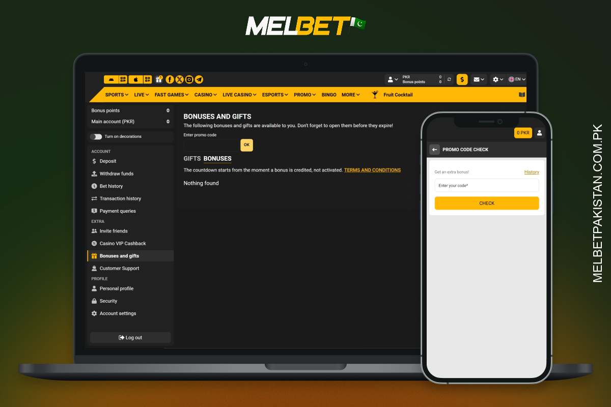 The Melbet promo code in Pakistan gives registered users exclusive bonuses