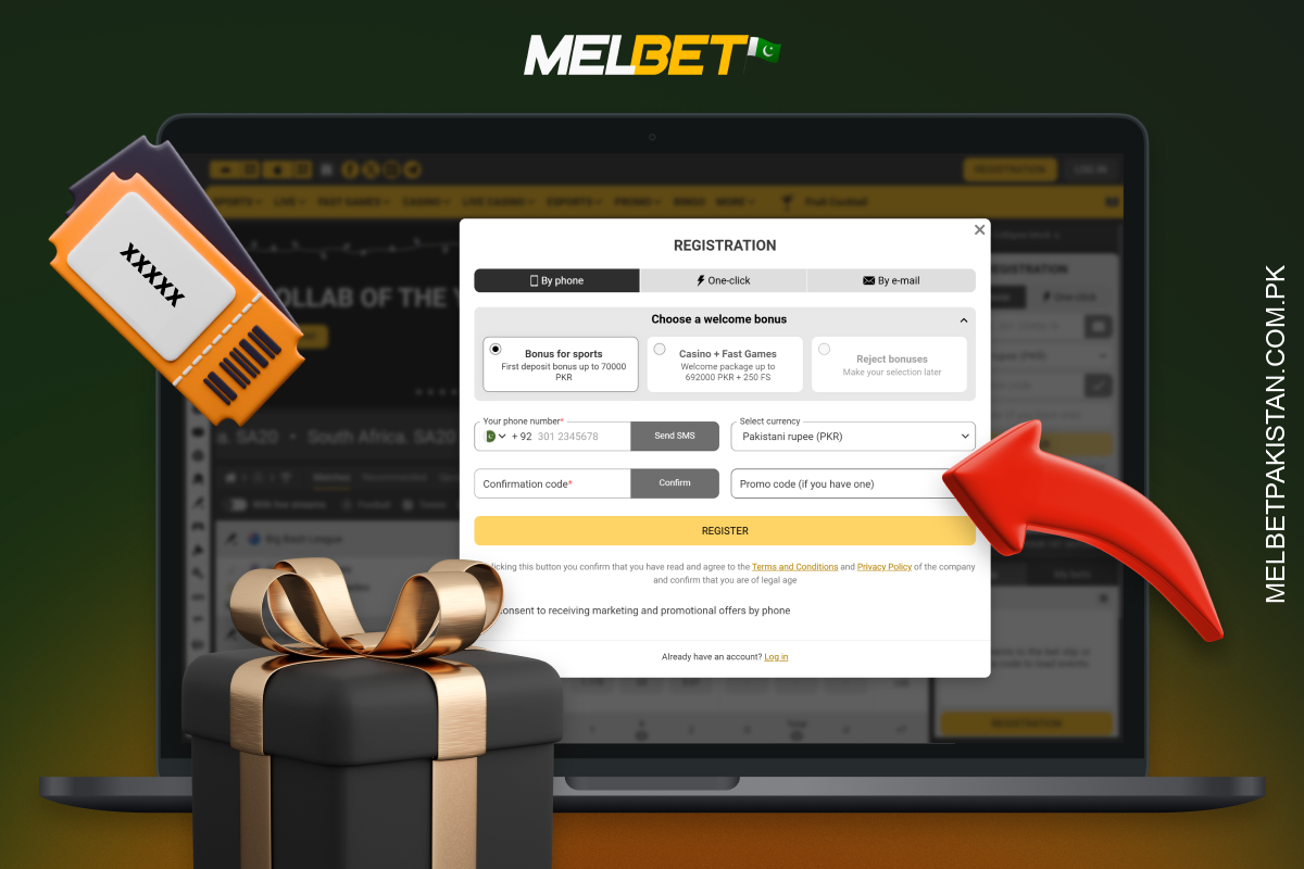The Melbet promo code gives you an extra bonus on your deposit and is activated when you register