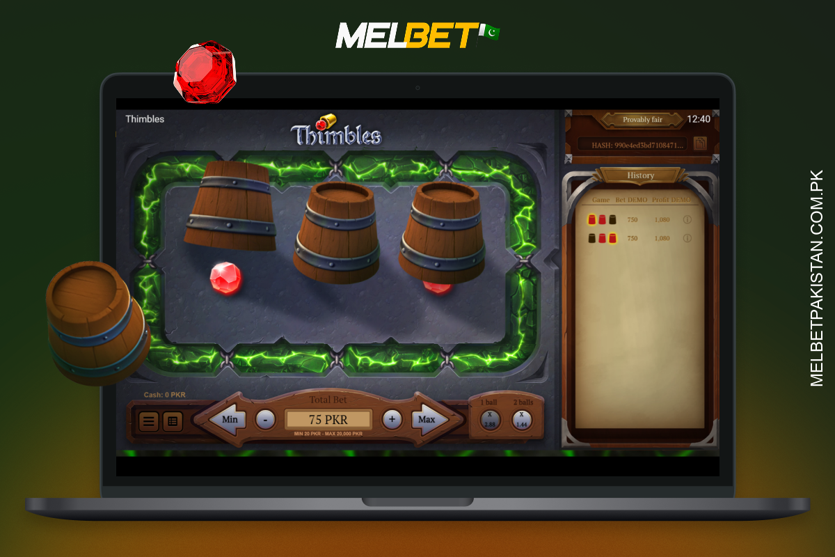 To play Melbet Thimbles, register, make a deposit, find a game, place a bet and select a thimble