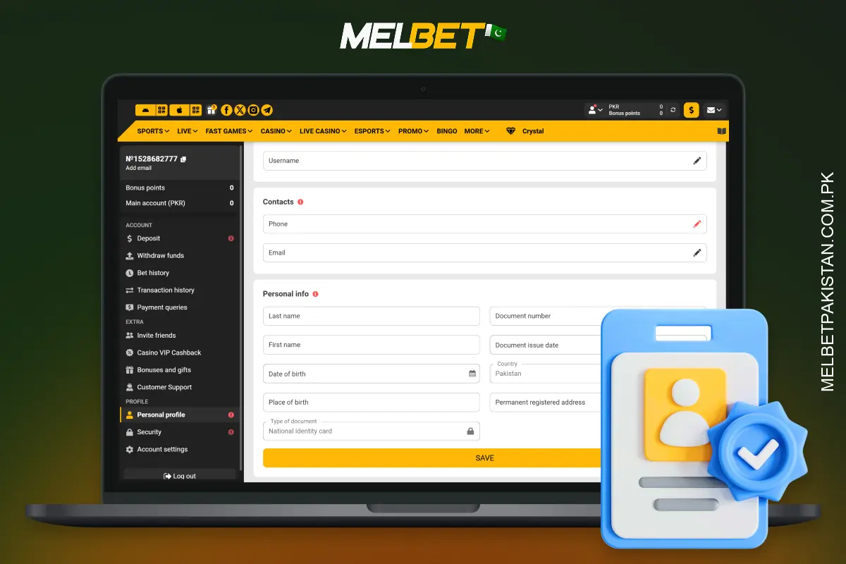 Players can verify their Melbet account in Pakistan by uploading documents in their profile