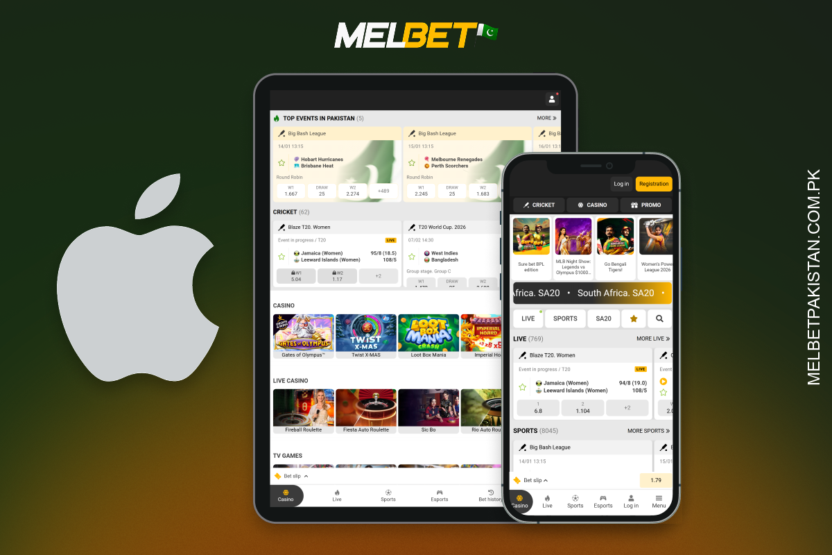 The Melbet app for iOS in Pakistan allows iPhone and iPad users to conveniently place sports bets and play casino games