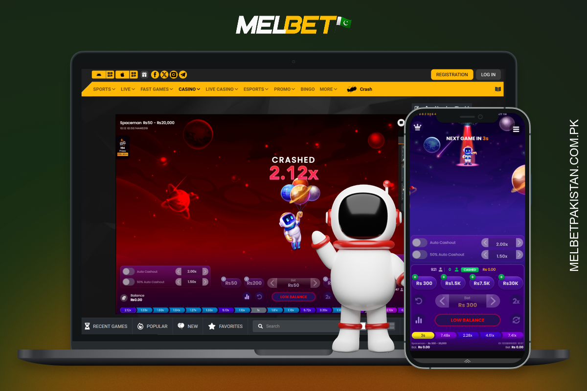 Spaceman Melbet game allows you to choose your bet size, launch an astronaut into space and get payouts of up to 5000x odds until the rocket falls or the maximum win is reached