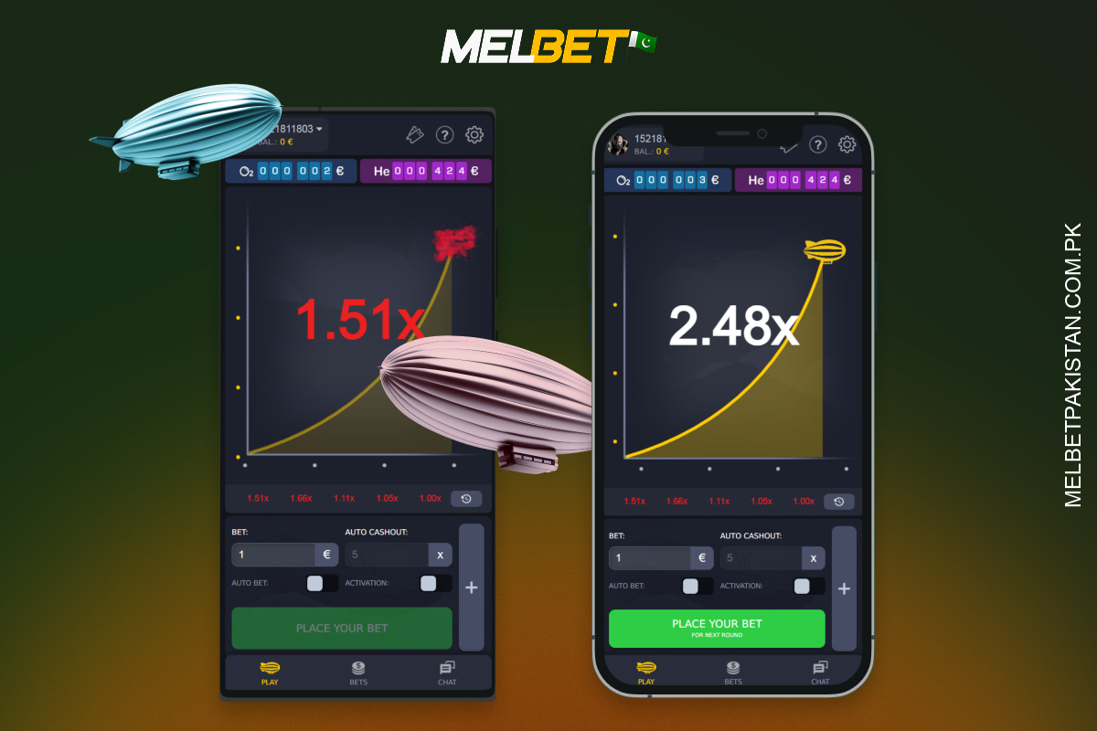 The exciting crash game Zeppelin is available to play on smartphones on the official Melbet Casino mobile app for Android and iOS